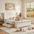 Wingback Tufted Upholstered Sleigh Bed with 2 Storage Drawers, Queen, Cream Velvet-1519239186-1519239187