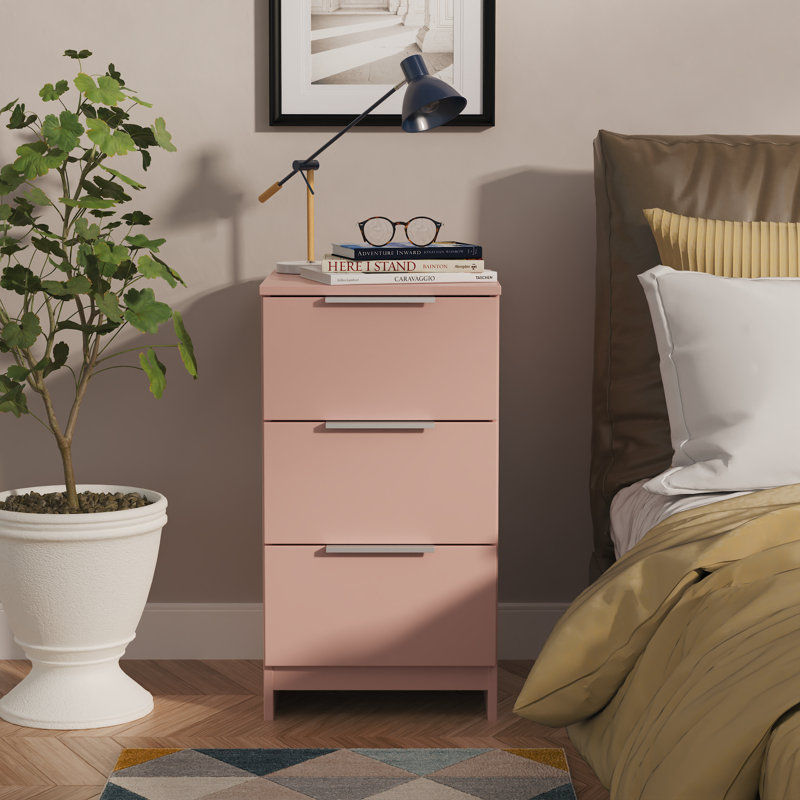 Plymouth 37cm W Manufactured Wood Bedside Table, Pink