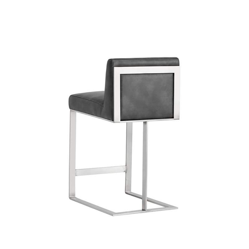 Dean Bar & Counter Stool, White Faux Leather, Stainless Steel, Counter Stool (26" Seat Height)