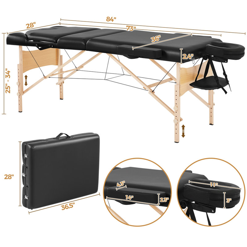  3 Folding Adjustable Massage Bed 