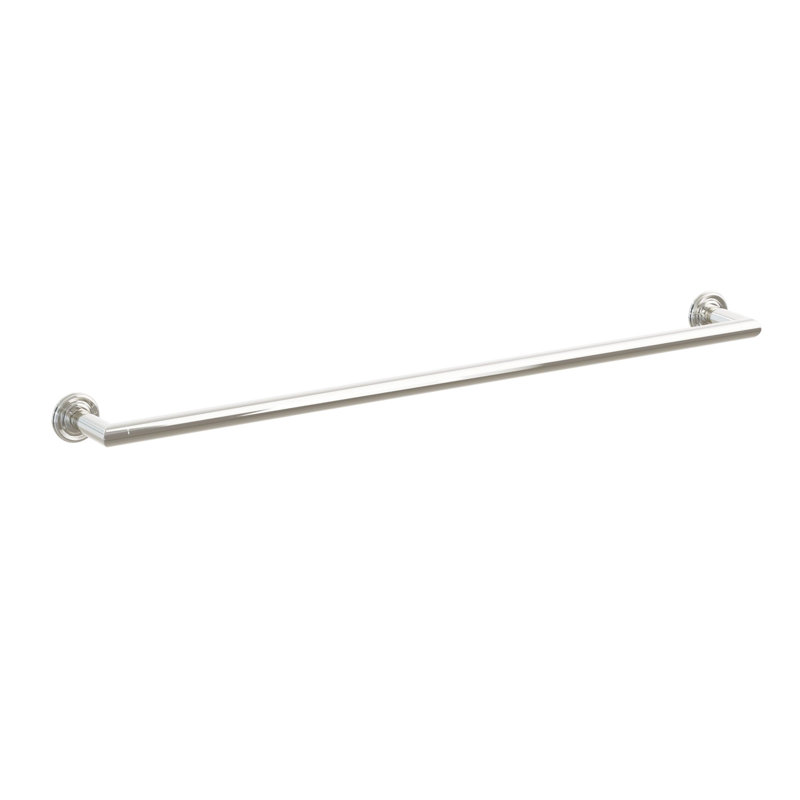 Porte-serviettes Emtek Modern Tubular Brass avec petite rosette, centre à centre, Nickel poli, H 2 po x l 32 po x P 3,25 po
