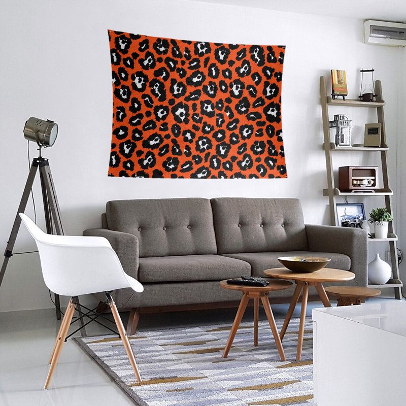 Tapisserie en microfibre de football de Chicago, H 68 po x l 80 po, Orange, blanc cassé