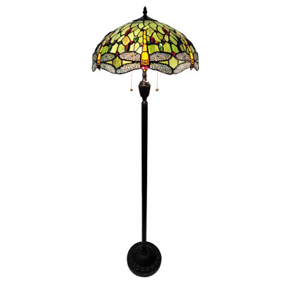 Lampe sur pied libellule style Tiffany - Vert - F1859