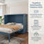Grand lit escamotable bleu marine élégant avec tiroir de rangement et prises USB - Lit mural peu encombrant pour chambres d'amis, bureaux à domicile et plus encore-126541054
