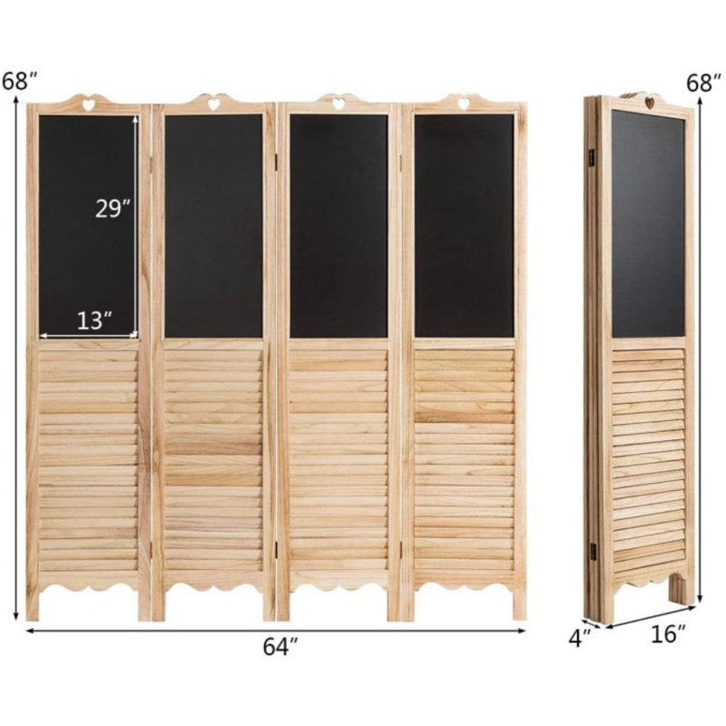 Paravent pliable 4 panneaux avec tableau noir