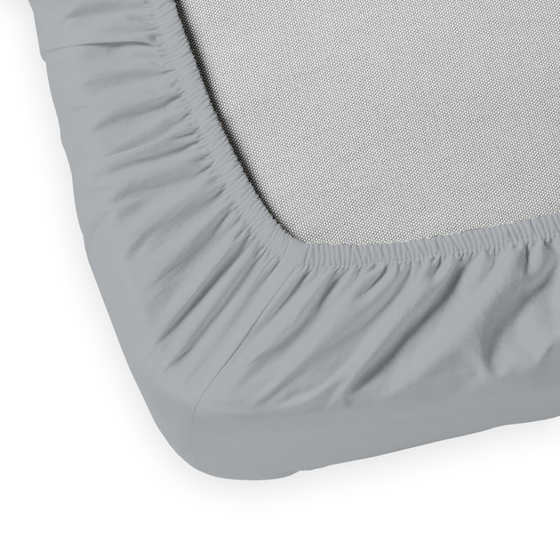 Twin Light Gray Cotton Percale Deep Pocket Sheet Set