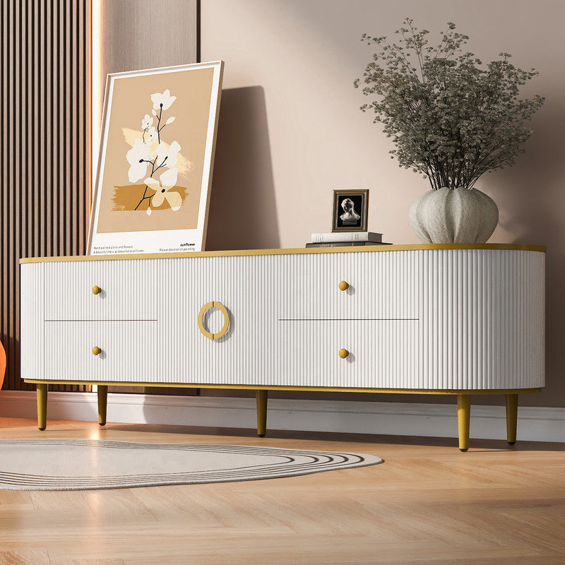 Crédence de rangement Nihira l 70,9 po, Blanc