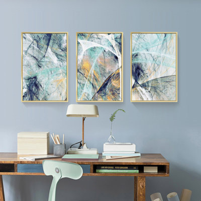 Dessin au trait encadré en aluminium, ensemble de 3 reproductions encadrées sur toile