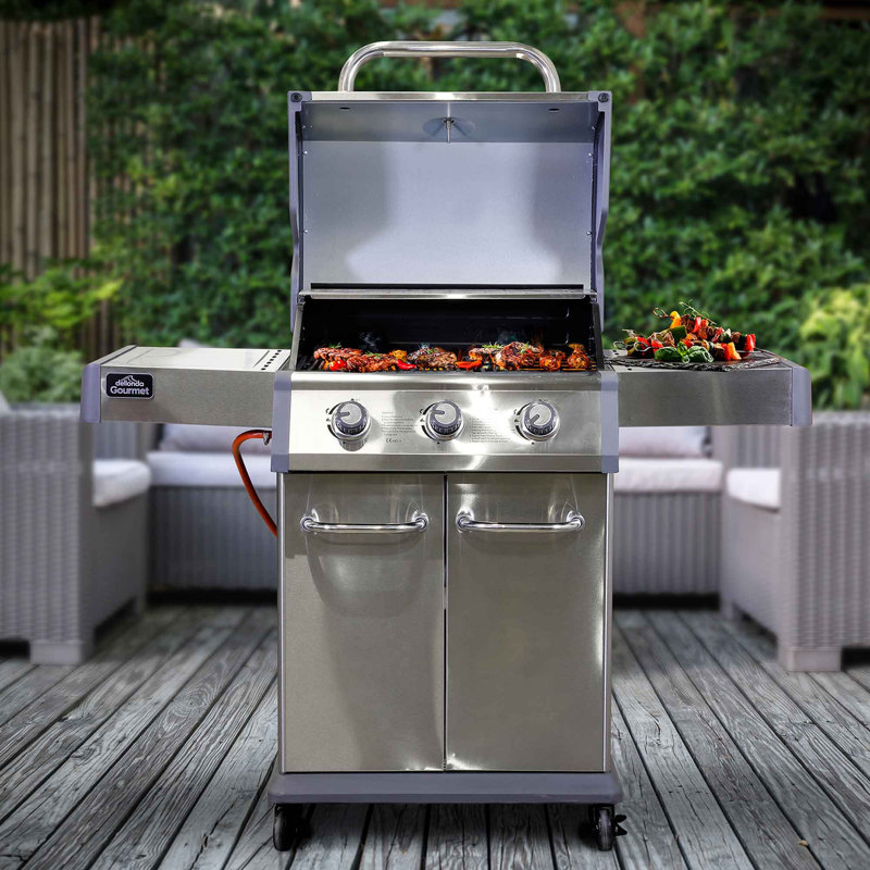 Dellonda 3 - Burner Countertop Liquid Propane 25591 BTU BTU Gas Grill with Cabinet