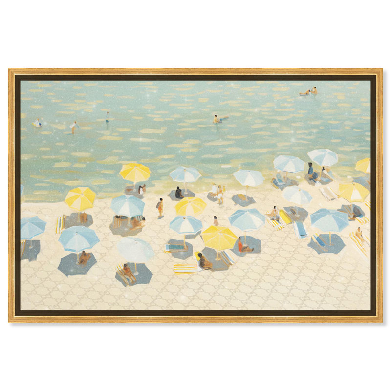 «Relaxed Beach Vacay», art mural Glam Beach par Art Remedy, Cadre doré, H 25 po x l 37 po