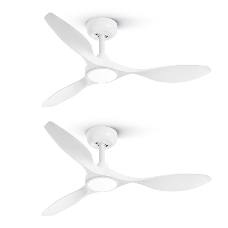2 ventilateurs de plafond de 42 pouces avec lumières et télécommande - blanc, Blanc, Blanc