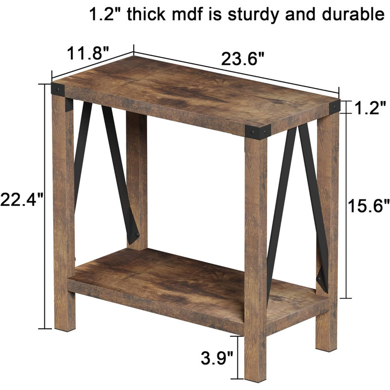 Rustic Brown 2-Pack Wood and Metal Farmhouse End Tables