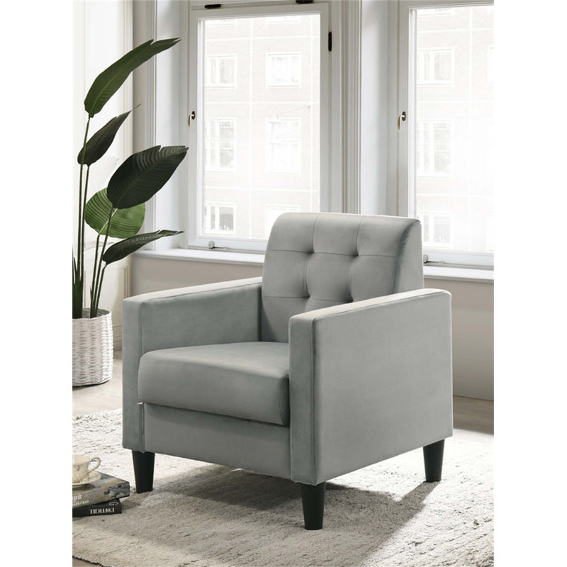 Fauteuil d'appoint en velours capitonné de 27,5 pouces avec capitonnage Hale pour ajouter élégance et confort à tout espace de vie.