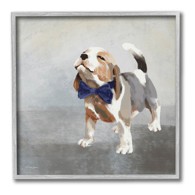 «Happy Beagle in Bowtie», art de la giclée encadrée par Molly Mattin