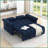 Modern Flannel Loveseat Sofa Bed with Adjustable Back &amp; Pull-Out Sleeper for Living Room