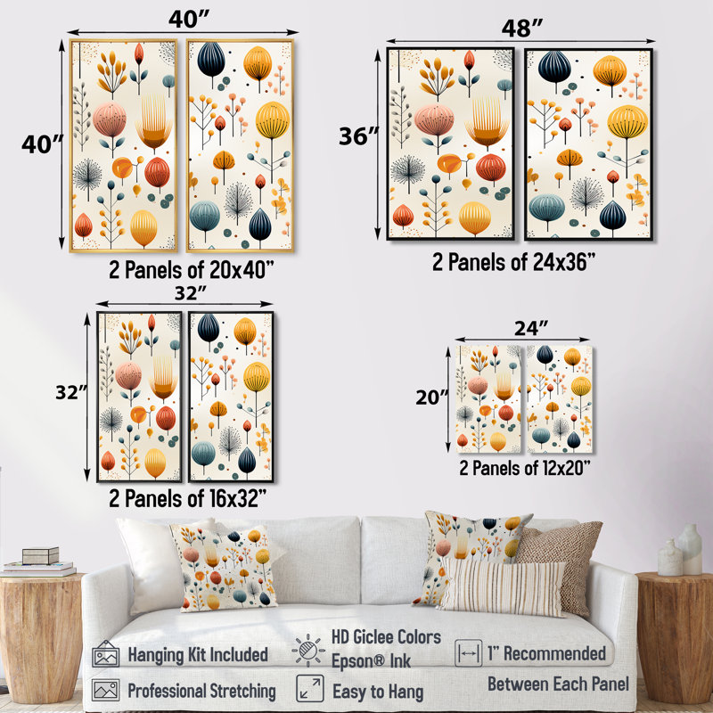 Haddad - Impressions sur toile Midcentury Large, Black, 36" H x 48" W, Impression encadrée flottante