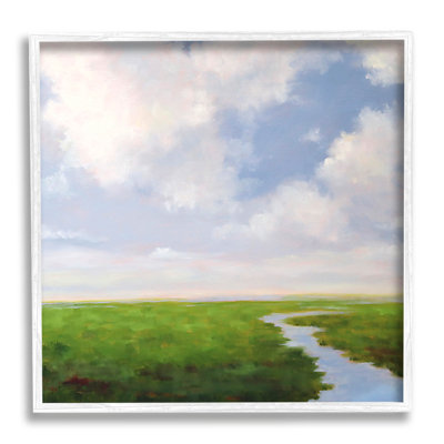 «Country campagne prairie ruisseau» par Catherine Andersen - peinture sur bois