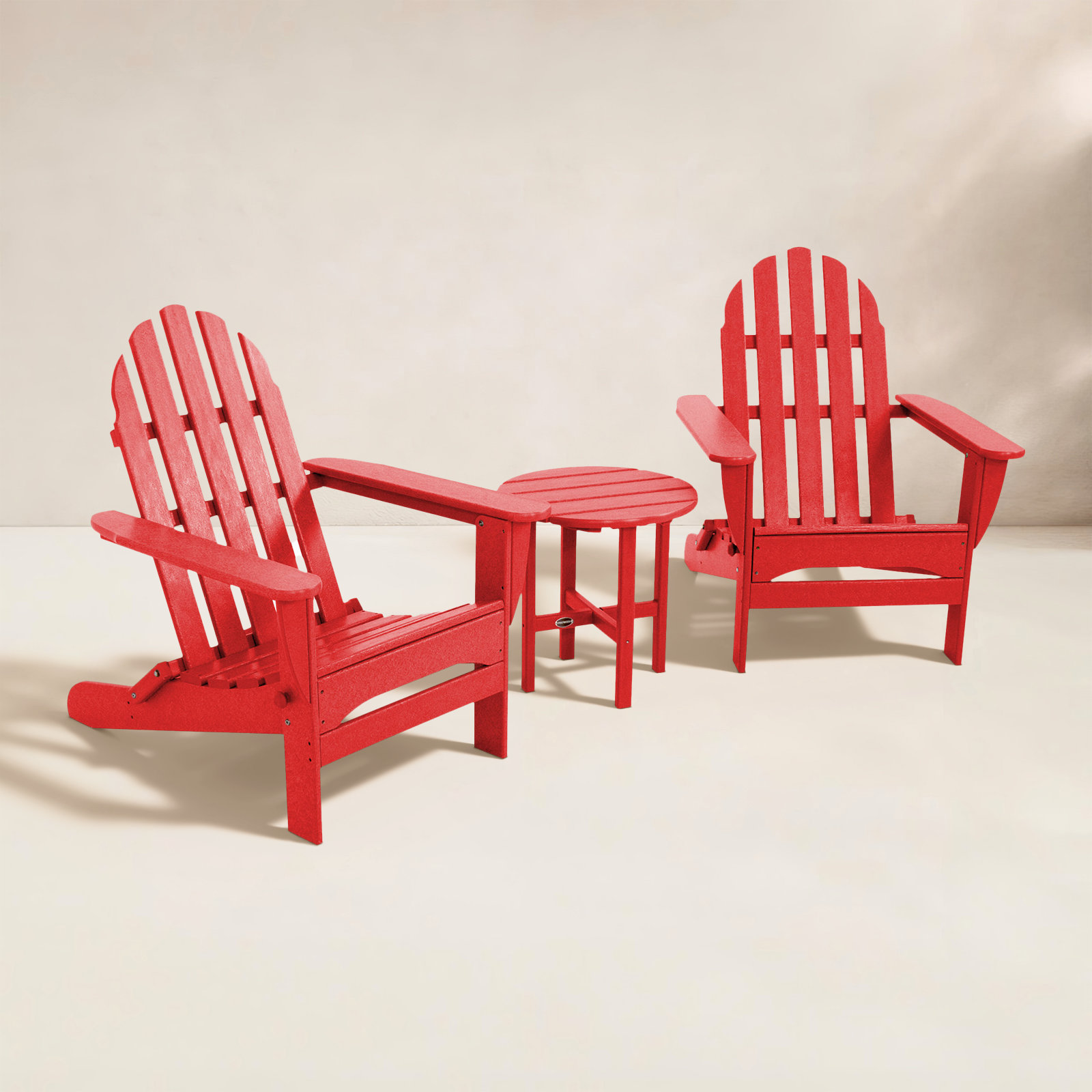 POLYWOOD® Classic Adirondack 2-Person Patio Seating Group, Sunset Red