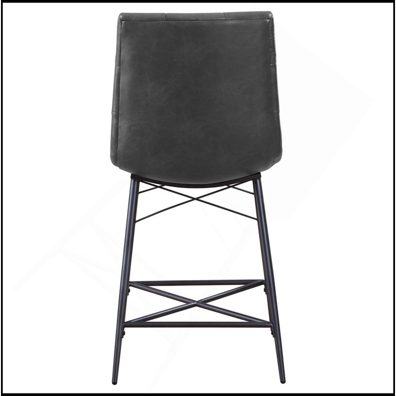  Tabourets touffetés à hauteur de comptoir (ensemble de 2), Noir