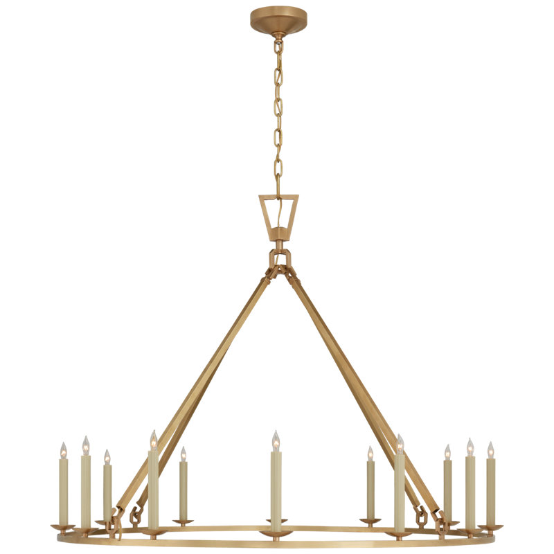 Chapman & Myers Darlana Medium Single Ring Chandelier, Antique-Burnished Brass, 38.75" H x 50" W x 50" D