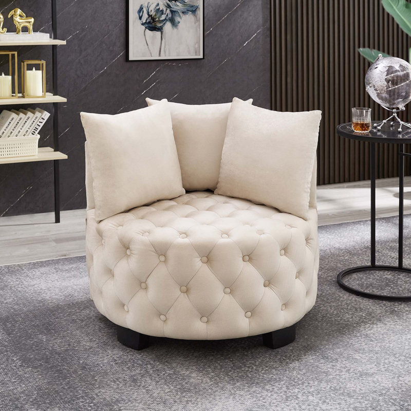 Chaise pivotante rembourrée et capitonnée, Taupe