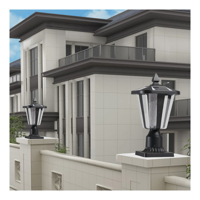 Lanterne d'extérieur à énergie solaire 15 po (H), lumière de jardin moderne avec DEL pour allées, cours et allées (paquet de 2)