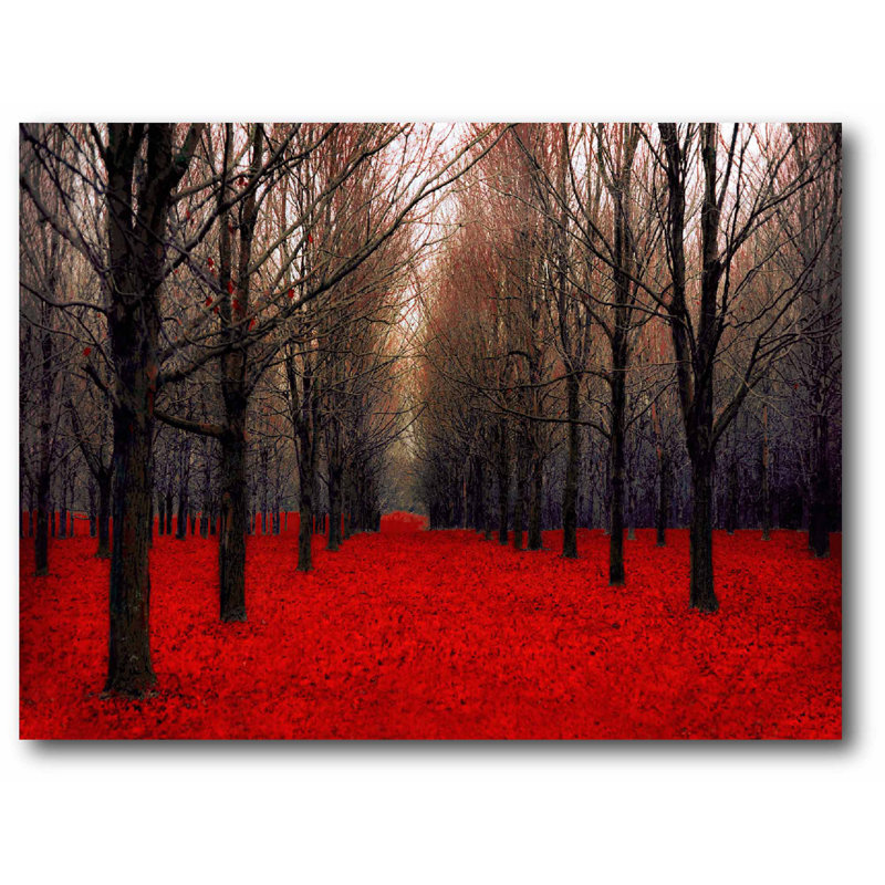 Trees Red III - Wrapped Canvas Print