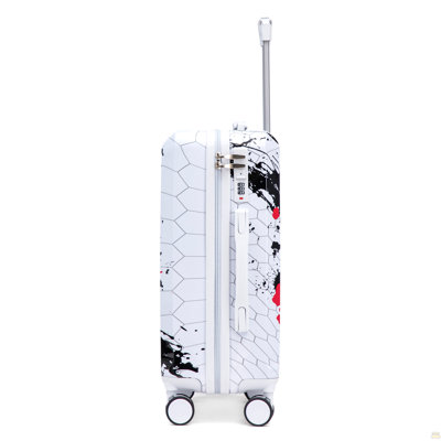 20"/24"/28" 3 pcs/set in PC Spinner Wheel Luggage, Carry on Suitcase, With Printed pattern and Combination Lock (Black)