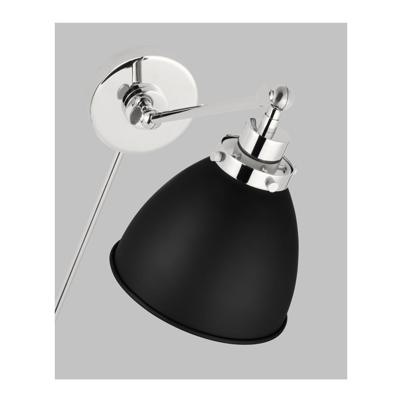 Persea Icarus 1 - Light Dimmable Armed Sconce, Midnight Black, Polished Nickel