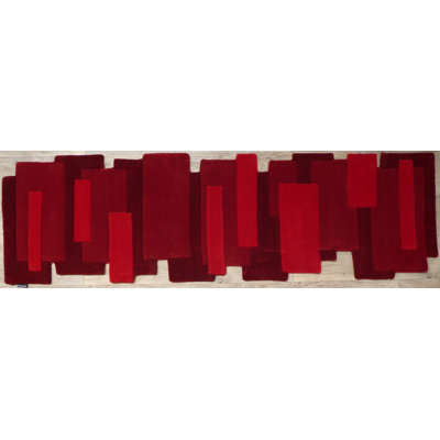 Pebbles Runner Geometric Wool Hand Woven Area Rug
