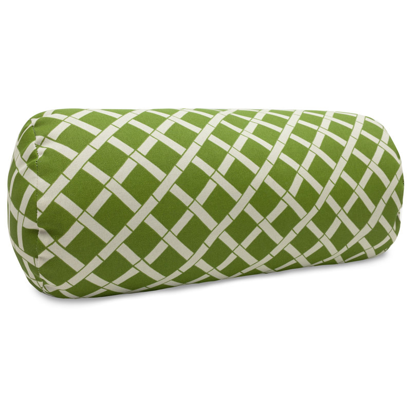 Bamboo Pattern Round Outdoor Bolster Pillow Cover & Insert, Sage