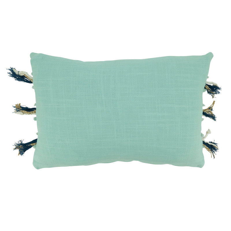 Blue Cotton Braided Cord Applique Decorative Pillow Cover
