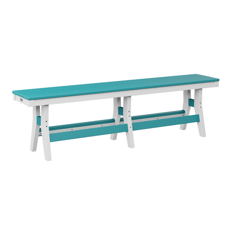 Banc berlinois de 66 po Berlin, Bleu Aruba / blanc, H 18 po x l 66 po x P 12,5 po