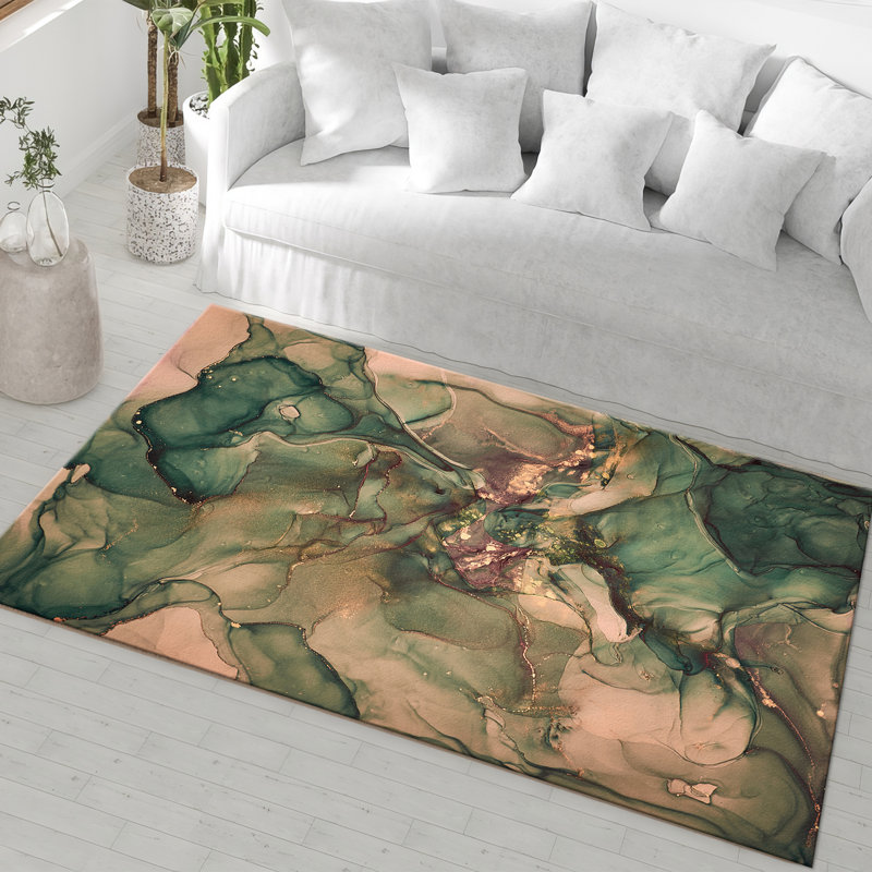 Highly Durable Non Woven Thin Type Printed Rug with Striking Floral Design in Subtle Pastel Shades Perfect for Enhancing the Aesthetic Appeal of Modern and Classic Living Spaces