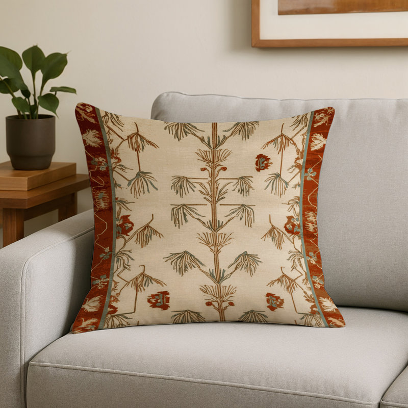 Coussin décoratif intérieur et extérieur ArtDeco, Carré 20 po, Beige géométrique 70
