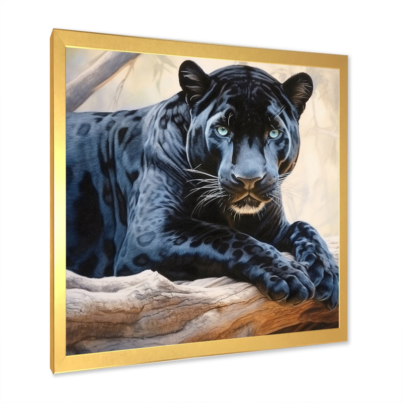 Panther's Gaze III - imprimé, H 30 po x l 30 po x P 1 po, Cadre doré à une seule photo