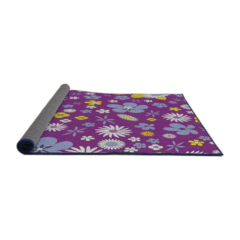 Tapis mauve à motif floral Shakir, Rond 7 pi