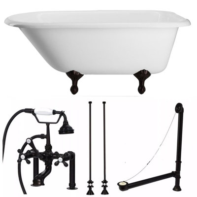 Baignoire autoportante en fonte émaillée 57 po x 30 po avec robinet 57 po.