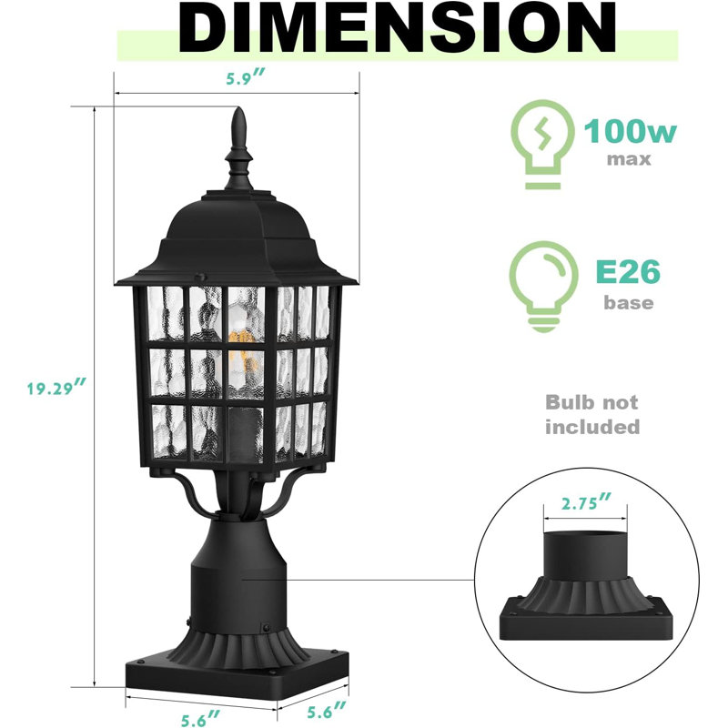 Lampadaire d'extérieur, paquet de 2, lampadaire d'extérieur avec base de pilier