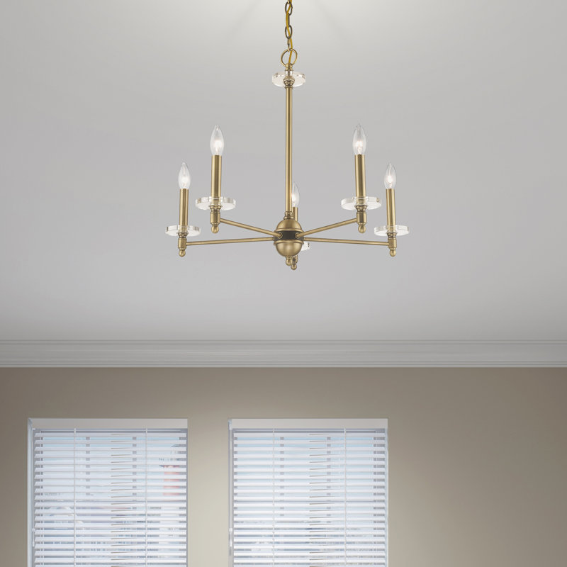 Christofer 5 - Light Dimmable Classic / Traditional Chandelier, Antique Brass