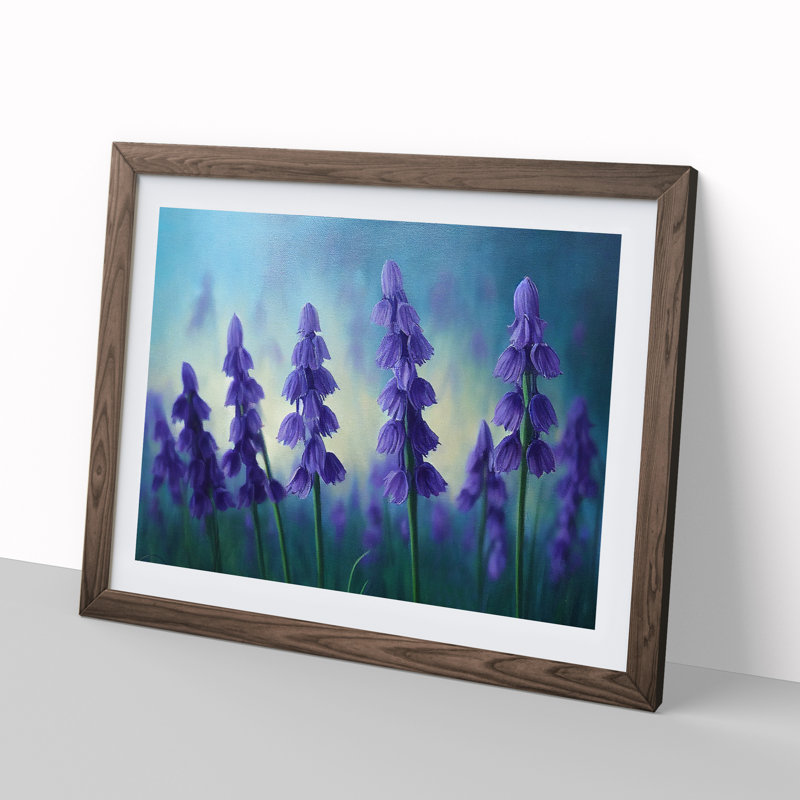 Bluebell Flower Vol.1 - Single Picture Frame Print, 46cm H x 64cm W x 2cm D, Walnut Framed