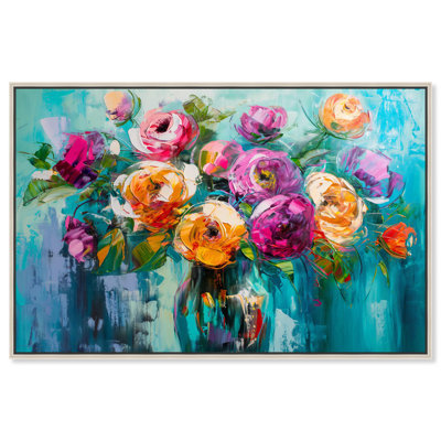 Art floral coloré sur toile, "Rêve de fleurs colorées" par Art Remedy