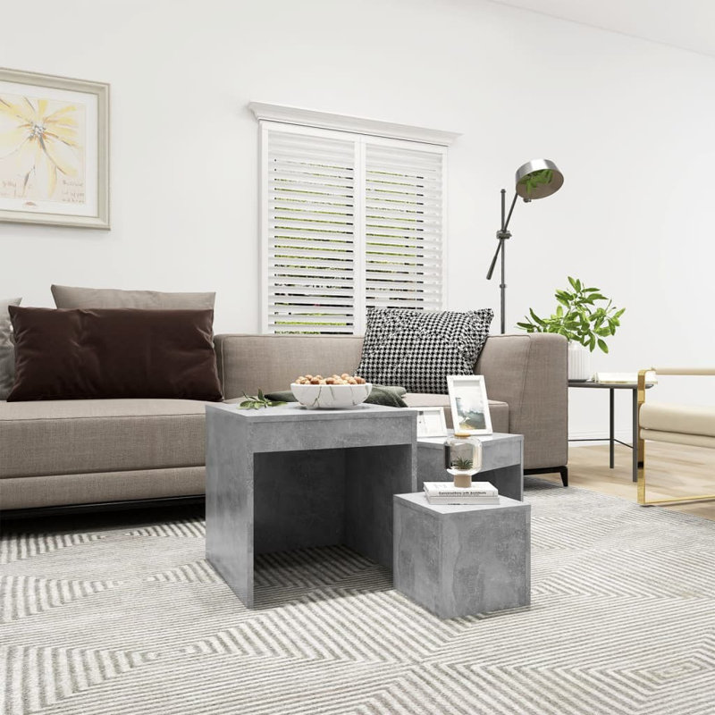 Gnesis Nesting Tables 3 pcs Engineered Wood, Concrete Grey, Concrete Grey
