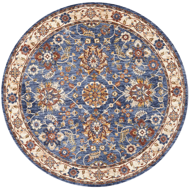 Tapis bleu d'inspiration persane Isabell, Rond 5 pi