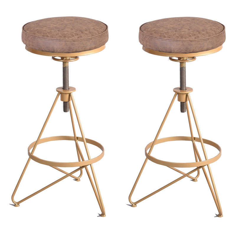 Tabouret pivotant à hauteur réglable, Or / brun