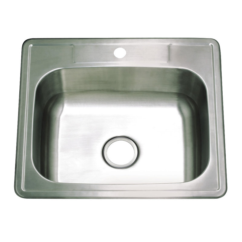 Kingston Brass Studio 25-Inch Stainless Steel Self-Rimming 1-Hole Single Bowl Drop-In Kitchen Sink