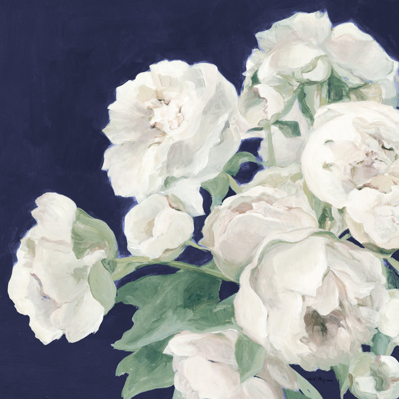 Peonies On Navy by Marilyn Hageman - Wrapped Canvas Painting, 76cm H x 76cm W
