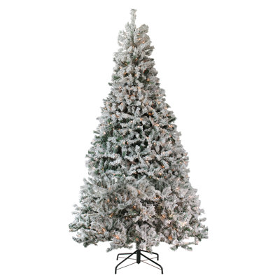 Arbre de Noël artificiel pin enneigé 12 pi avec lumières claires 12 pi