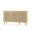 Petit buffet moderne avec 3 portes en rotin, console de rangement de cuisine naturelle pour l'entrée ou le salon