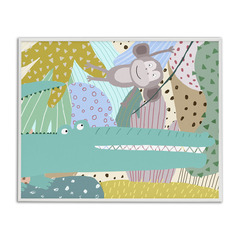 Animaux sauvages dans la jungle à motifs, estampe numérique, design par Carla Daly, H 11 po x l 14 po